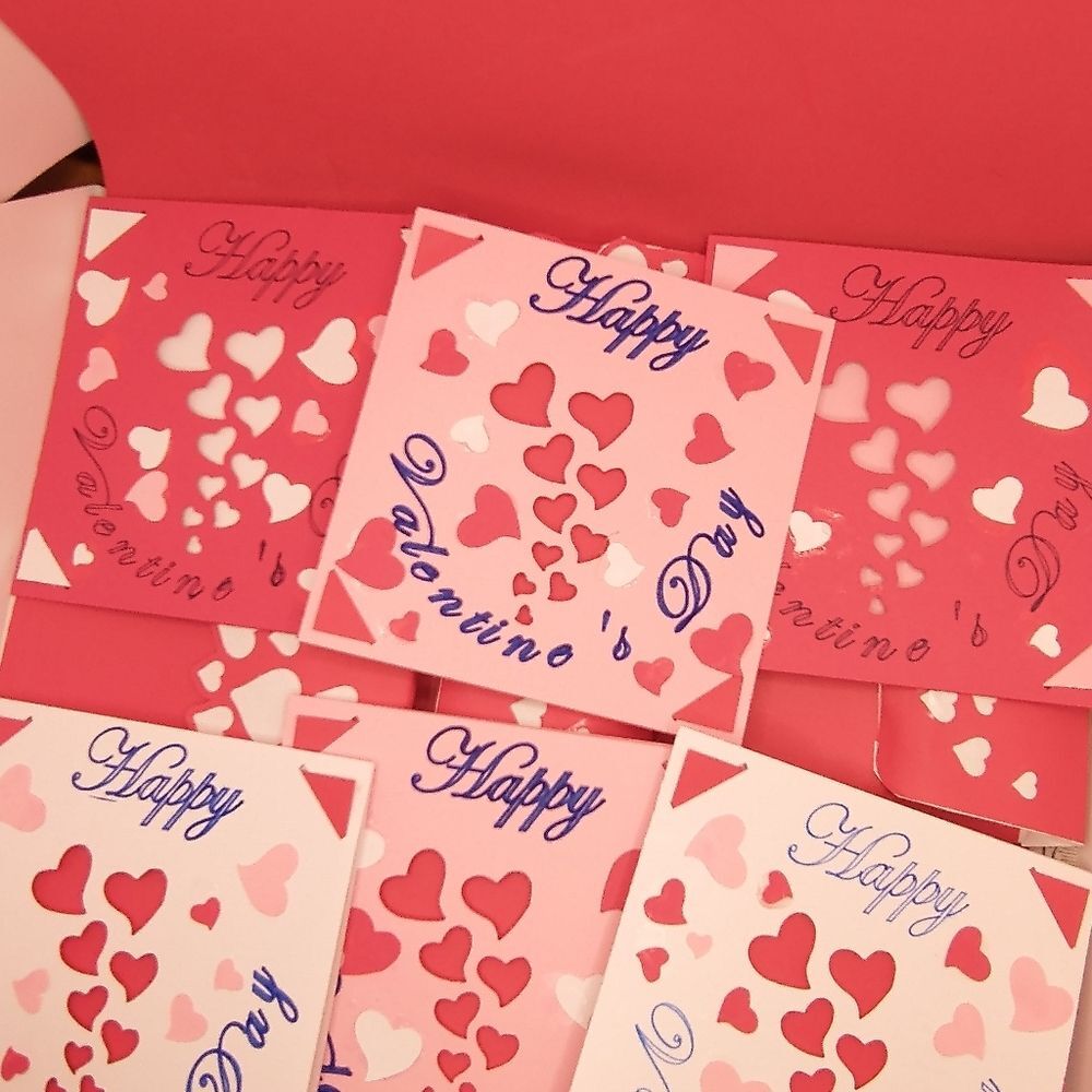 Hand Crafted Valentine's Day Heart Cards set of 6